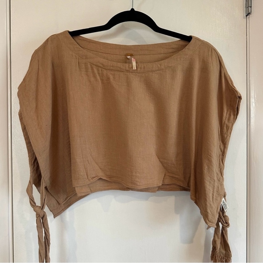 Free People Boho Tan Cropped top - Open Side with Side Ties